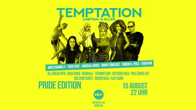 Temptation Pride Edition, 15.08., w/ Bambi Mercury & more, CSD Münster