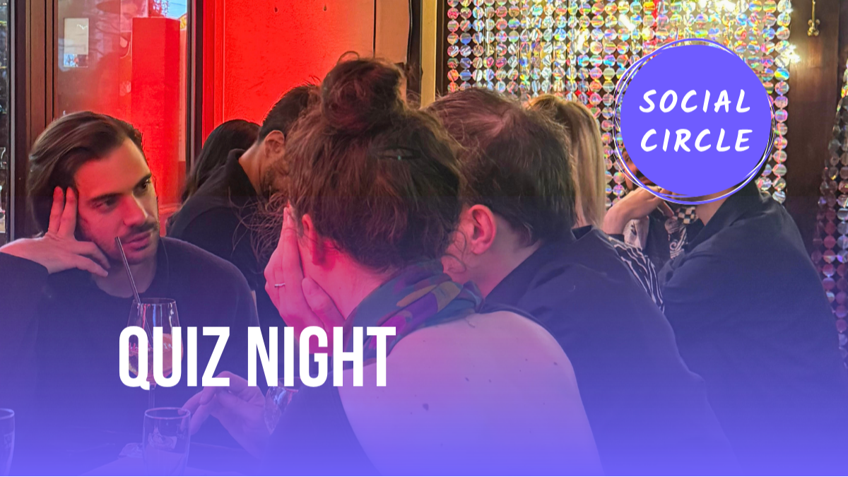 Titelbild der Veranstaltung Quiz (tables for singles) by Social Circle x Tinder
