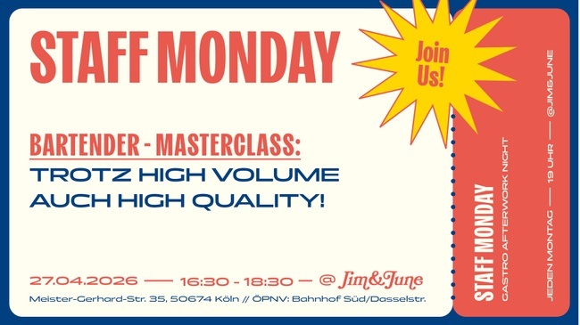 Staff Monday - Bartender Masterclass