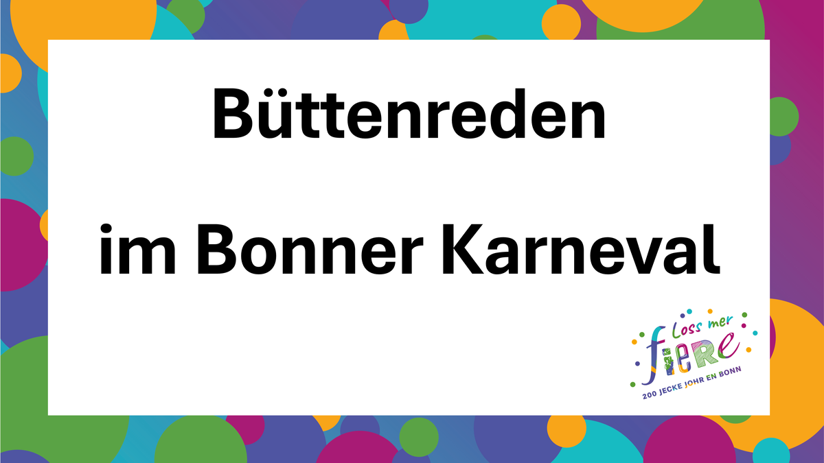 Titelbild der Veranstaltung Büttenreden im Bonner Karneval - Vorstellabend und Gesprächsrunde