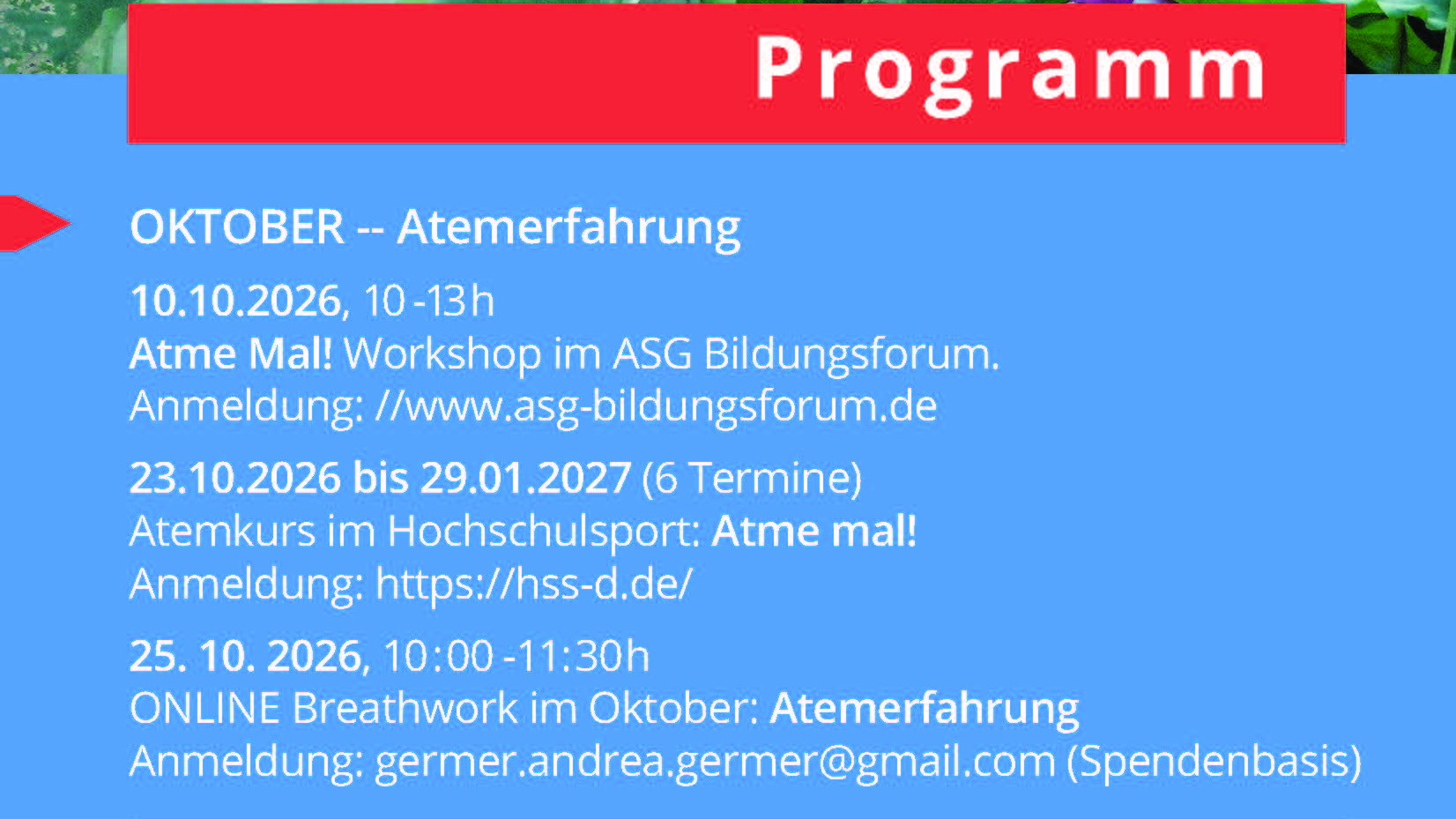 Breathwork Programm Oktober 2026