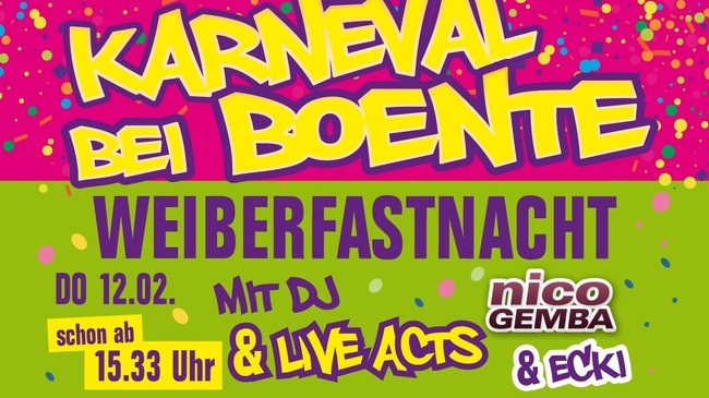 Weiberfastnacht bei Boente