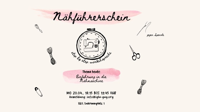 Nähführerschein für Erwachsene - Einführung Nähmaschine (Workshop)