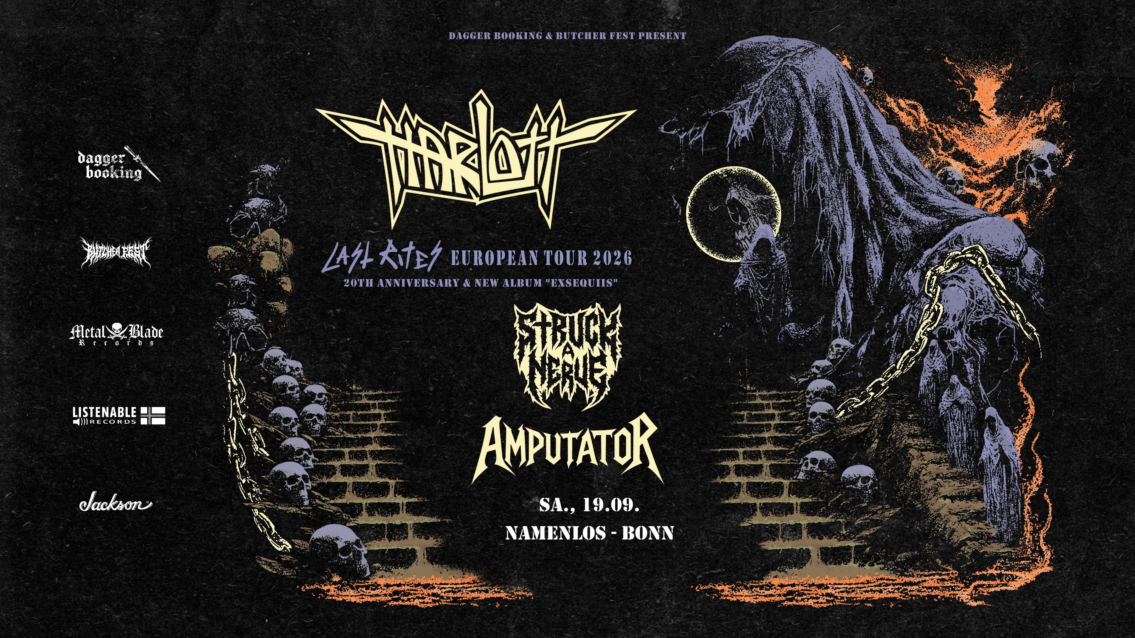 LAST RITES European Tour mit Harlott (20. Jubiläum & Album Release), Struck A Nerve und Amputator