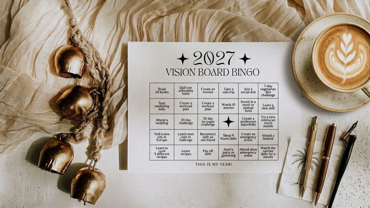 Titelbild der Veranstaltung New Year, New Goals – Gestalte deine Vision Bingo Card