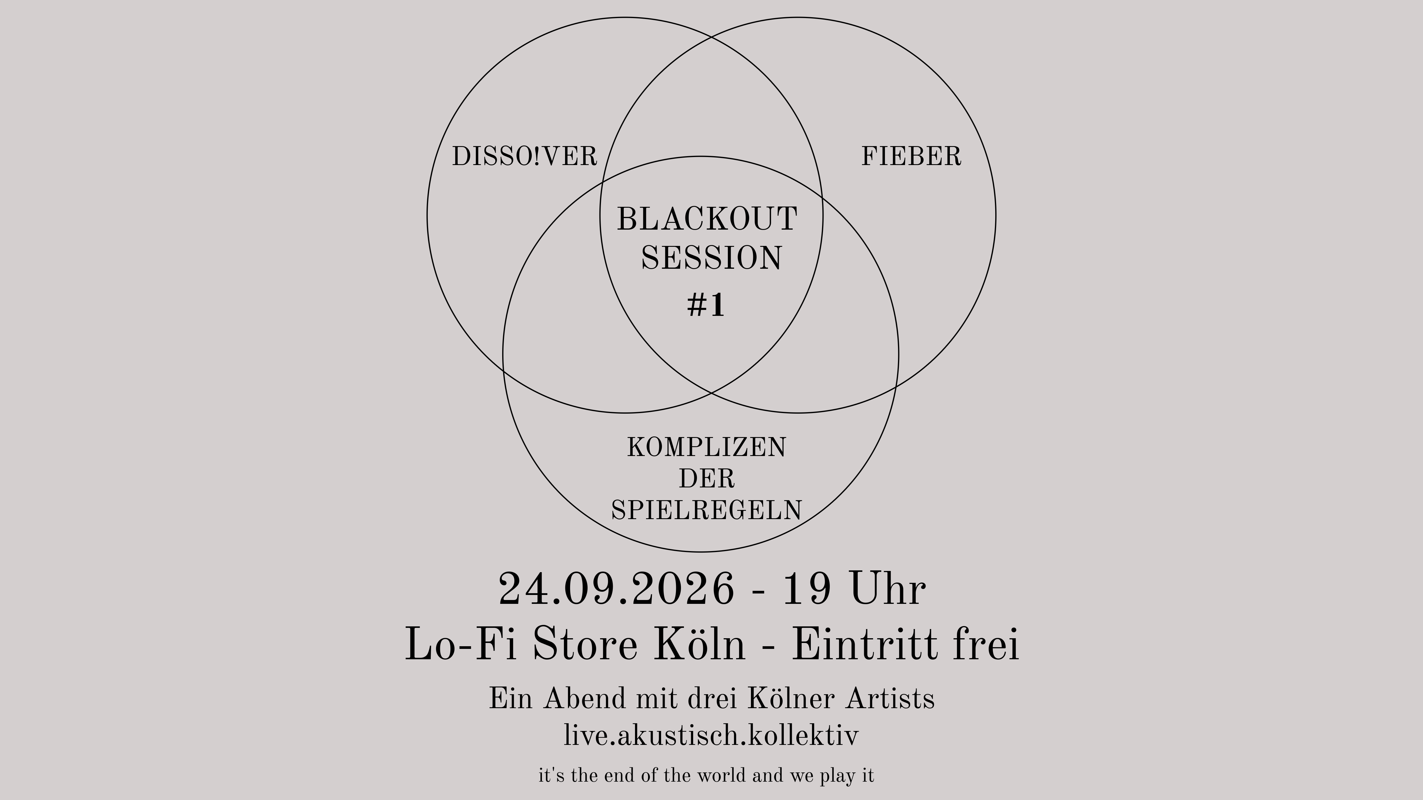 Blackout Session #1 im Lo Fi Store mit Fieber / Disso!ver / Komplizen der Spielregeln