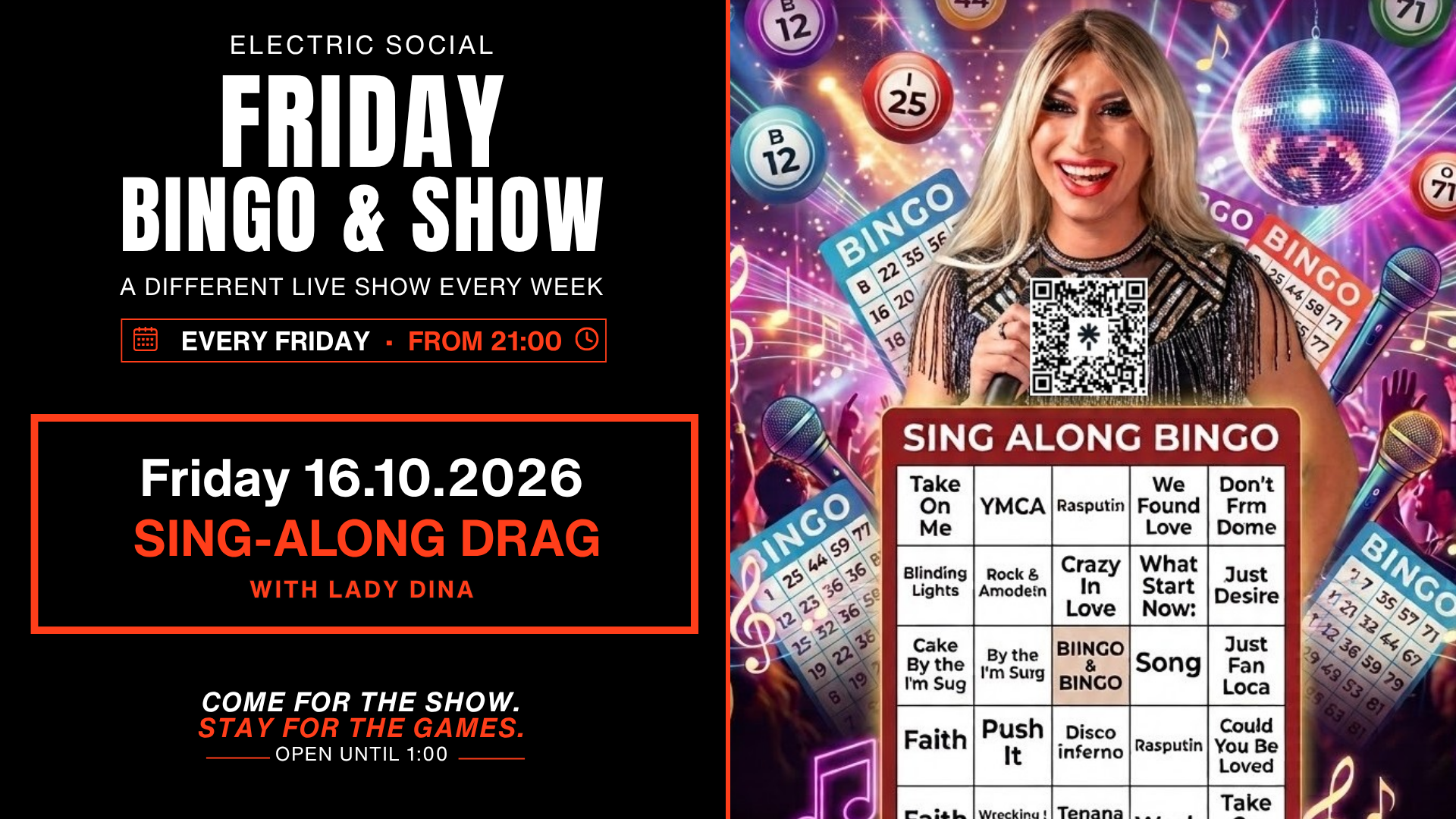 Drag & Sing-Along Bingo by Lady Dina @ElectricSocial