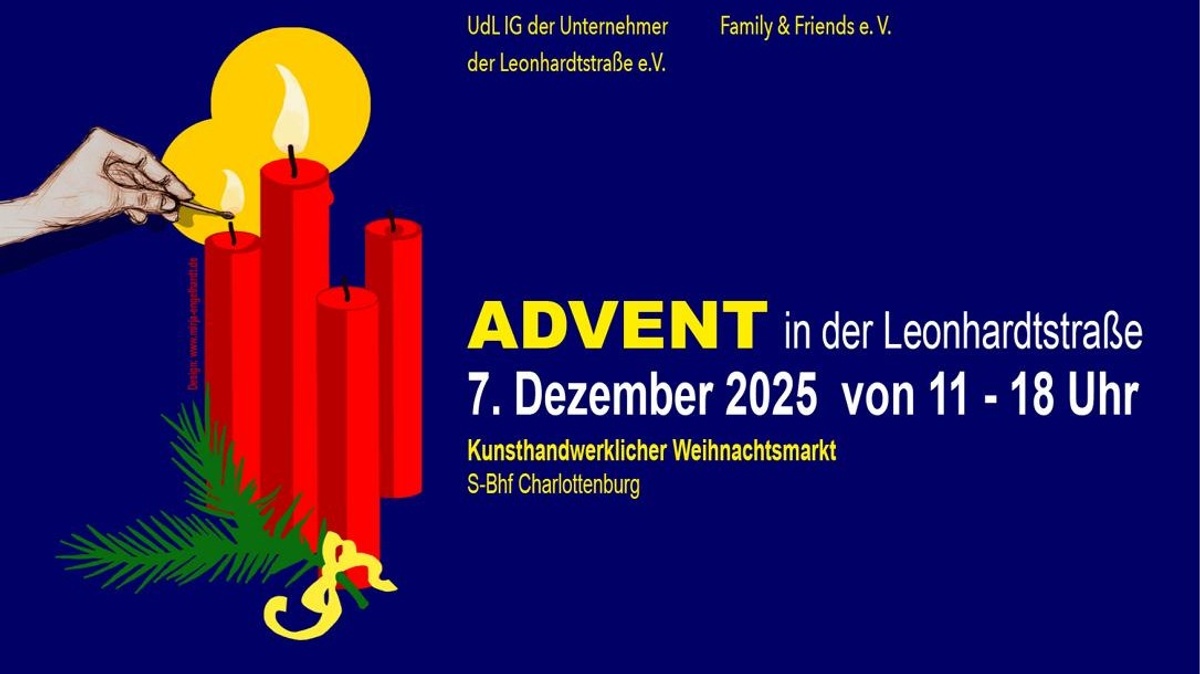 7. Dezember: Kunsthandwerklicher ADVENT am verkaufsoffenen Sonntag in der Charlottenburger Leonhardtstraße