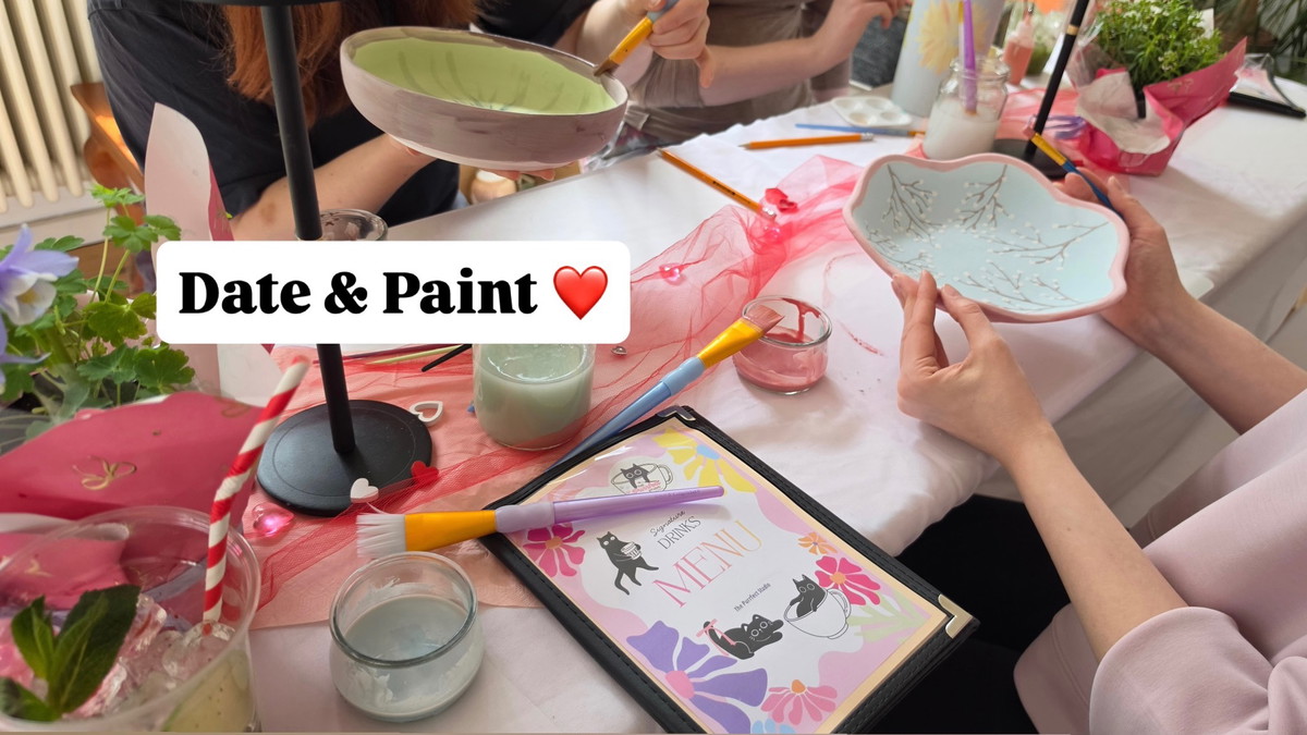 Titelbild der Veranstaltung 💐✨❤️ Date & Paint ❤️✨💐 Keramik bemalen I Matcha I Mocktails I Date