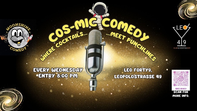 Cosmic Comedy: Where cocktails meet punchlines.
