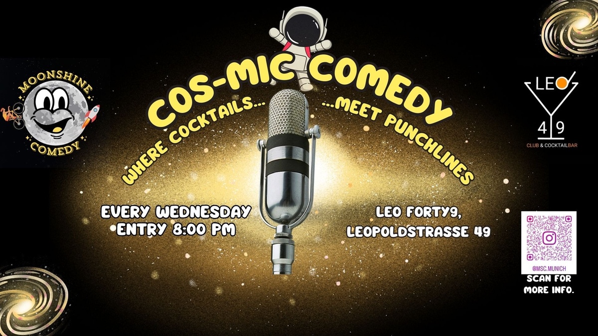 Cosmic Comedy: Where cocktails meet punchlines.