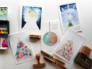 Aquarellkurs: Gestalte festliche Weihnachtskarten