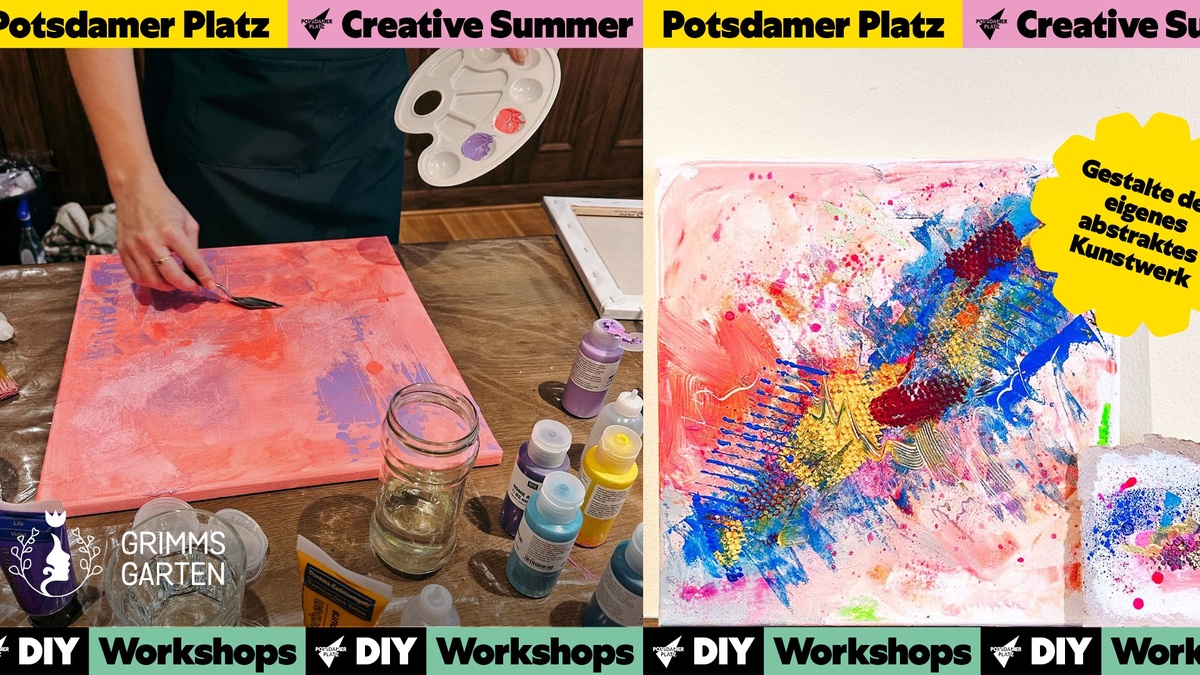 Abstrakte Malerei mit Acrylfarben (Abstract painting with acrylic paints) | Creative Summer Potsdamer Platz