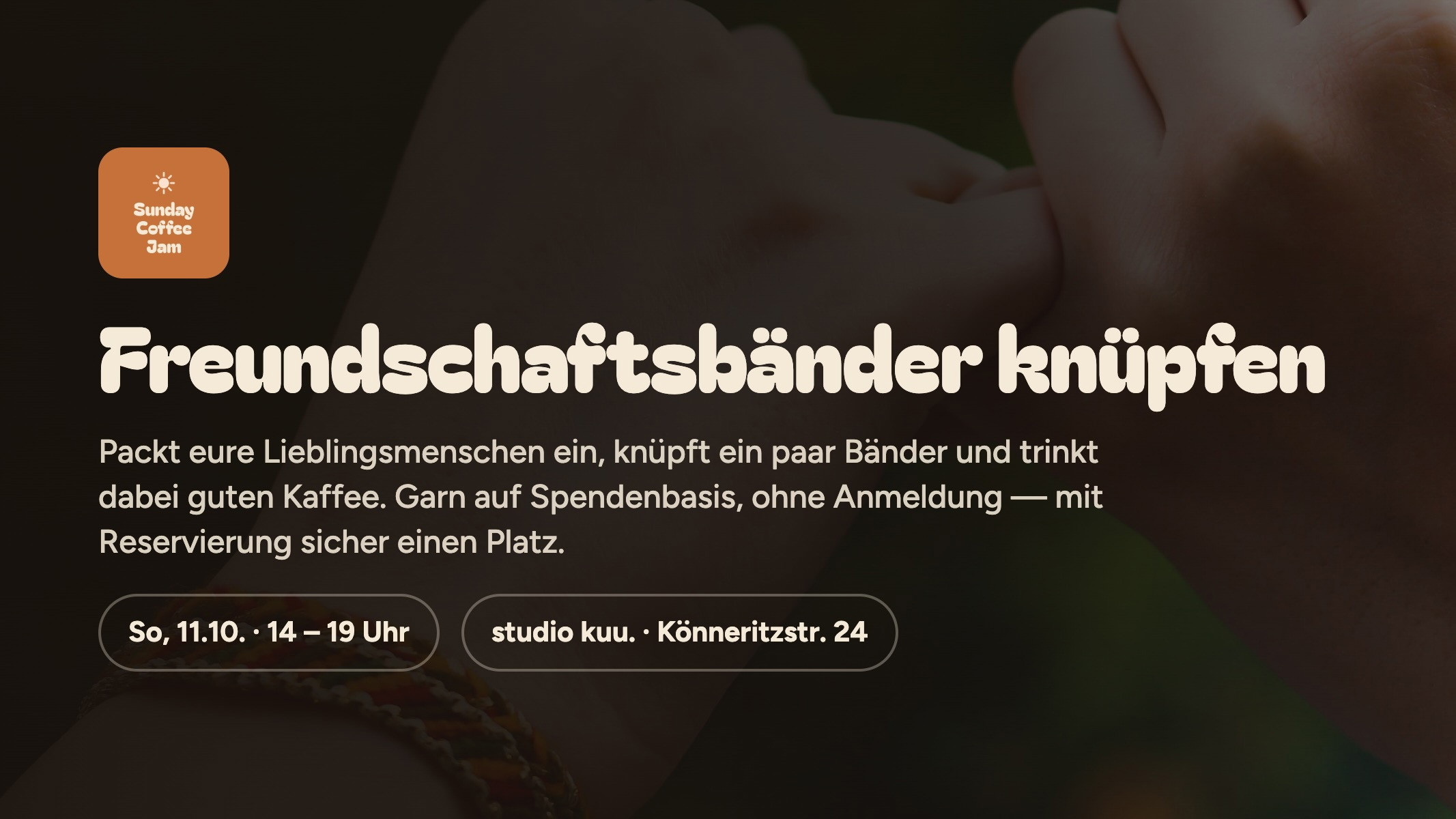 Freundschaftsarmband knüpfen beim Sunday Coffee Jam