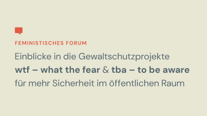 Einblicke in die Gewaltschutzprojekte »wtf – what the fear« & »tba – to be aware«