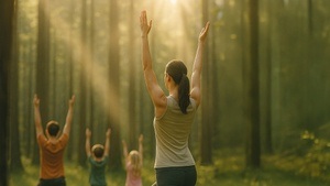 Familien-Yoga im Wald