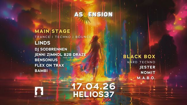 Ascension w/ Linds, DJ Sodbrennen, Jenni Zimnol B2B Draze (Trance Special), Jester & more at Helios37