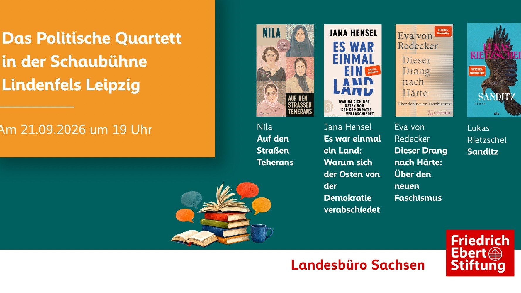 Das Politische Quartett in der Schaubühne Lindenfels. Neue gesellschaftspolitische Bücher in der Diskussion