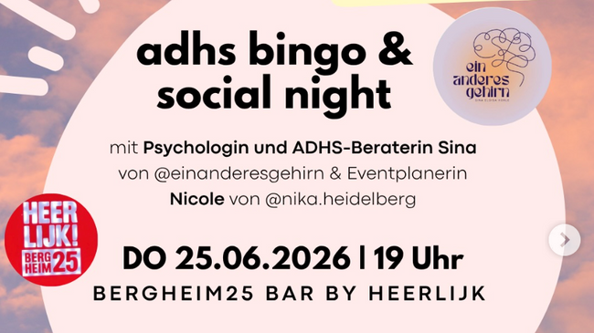 ADHS Bingo & Social Night in der BERGHEIM25 Bar