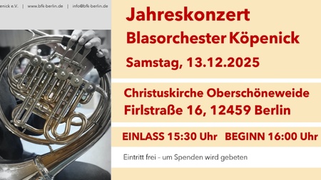 Jahreskonzert vom Blasorchester Köpenick (Eintritt frei)