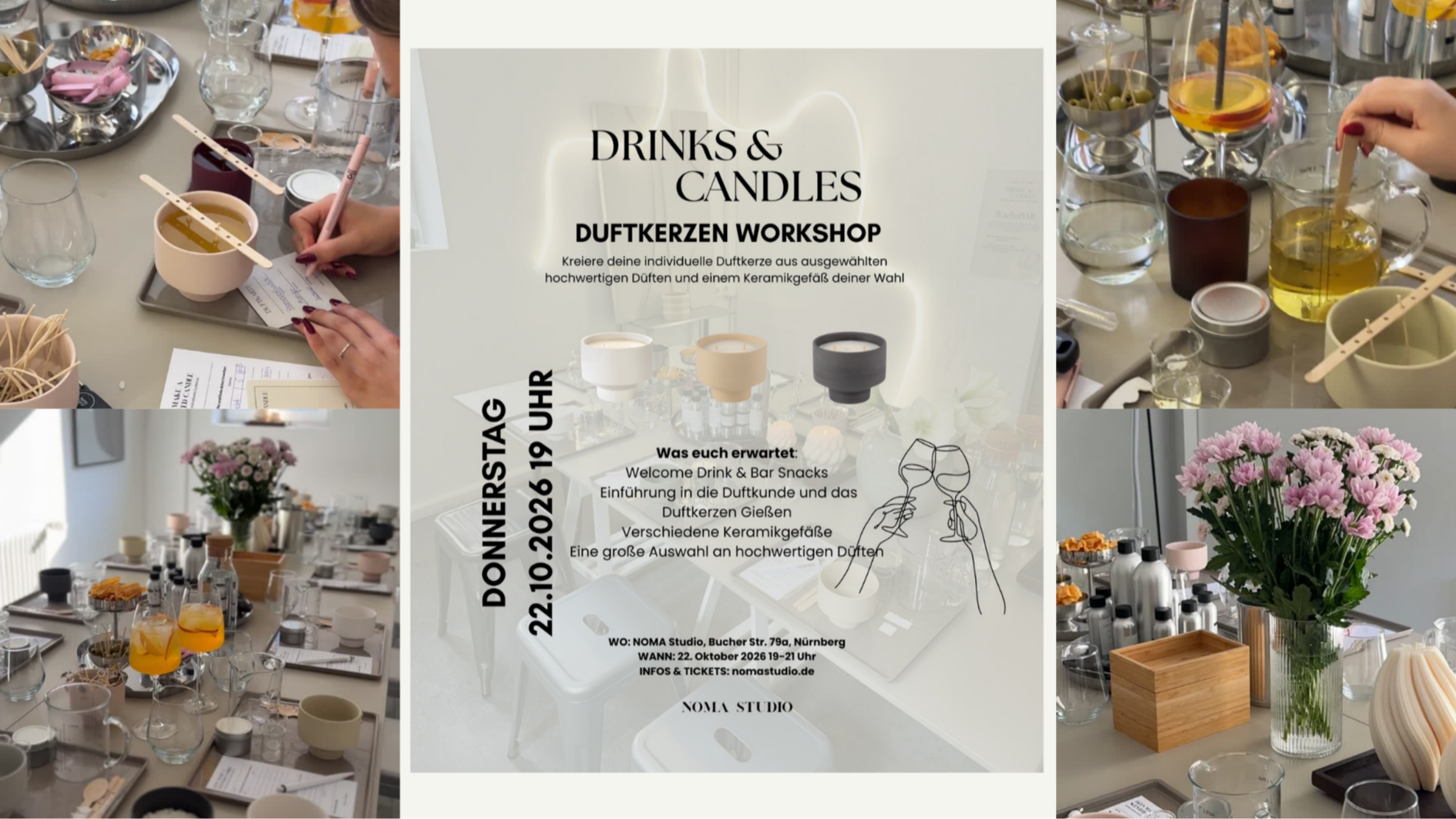 Duftkerzen Workshop Do 22.10.2026 – DRINKS&CANDLES