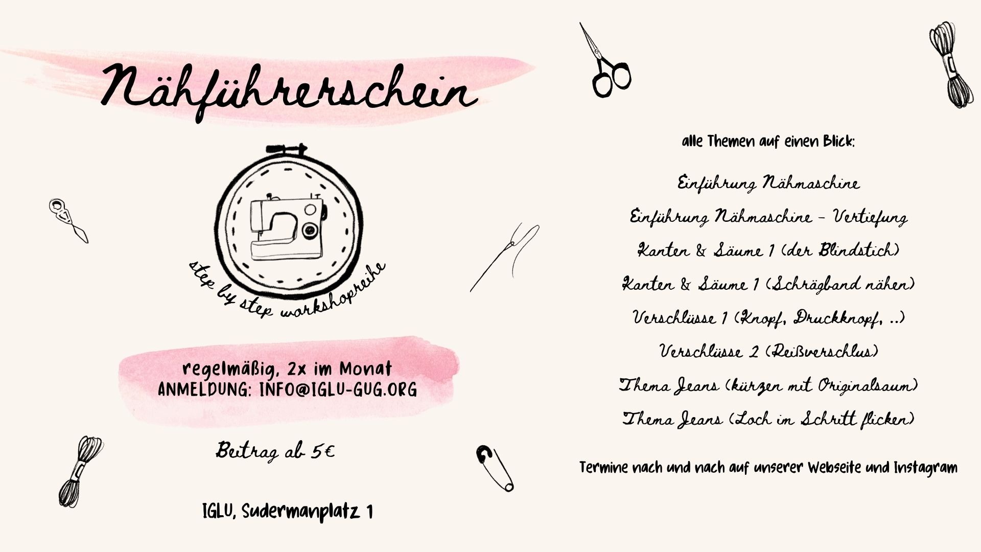Nähführerschein für Erwachsene - Thema Jeans mit Originalsaum kürzen (Workshop)