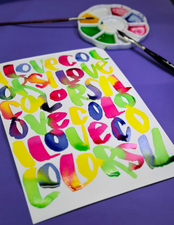 SCHRIFTSCHATZ - Workshop: Watercolor Lettering trifft Farbenfreude mit Gaby
