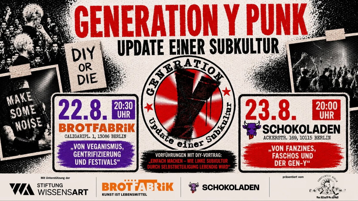 Titelbild der Veranstaltung GENERATION Y PUNK – UPDATE EINER SUBKULTUR: „Von Fanzines, Faschos und der Gen-Y“ + Vortrag „Einfach machen – Wie linke Subkultur durch Selbstbeteiligung lebendig wird“