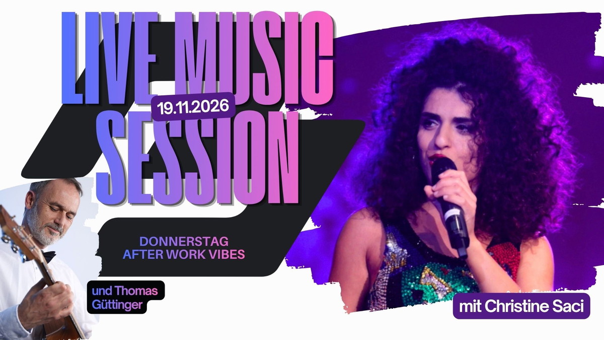 Titelbild der Veranstaltung Live Music Session mit Christine Saci ✨