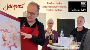 Weinprobe in der aktuellen Ausstellung