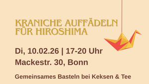 Kraniche auffädeln für Hiroshima