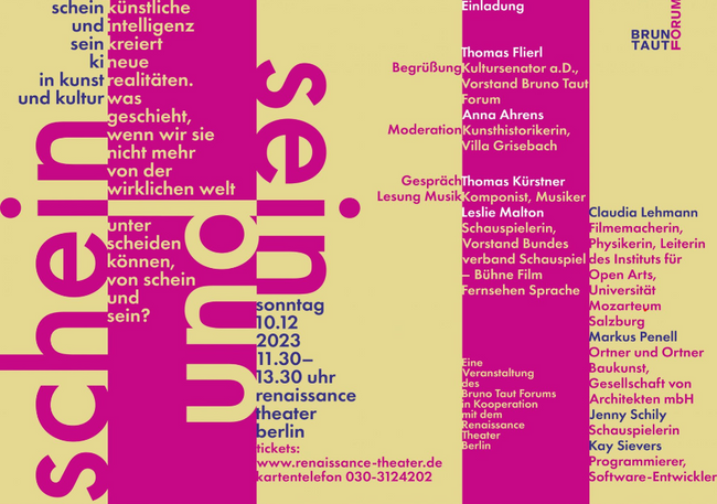 BRUNO TAUT FORUM: "SCHEIN UND SEIN - KI IN KUNST UND KULTUR"