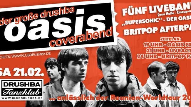 Die große OASIS Tribute Party mit 5 Bands + DJ's