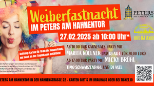 Karnevalsparty Weiberfastnacht 2025 im Peters am Hahnentor