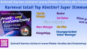 Karneval total! Sitzung am 22.1.2026 im Kristallsaal Köln Messe