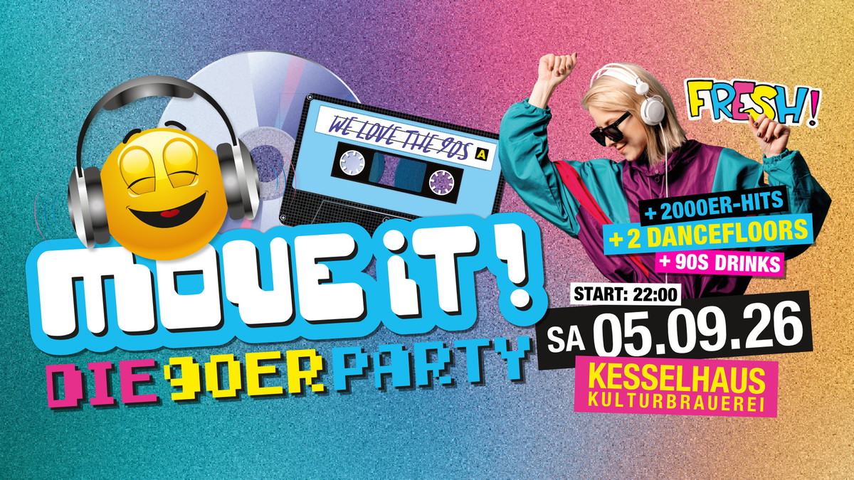 Titelbild der Veranstaltung Move iT! – die 90er Party