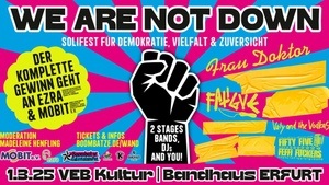 WE ARE NOT DOWN – Solifest für Demokratie, Vielfalt & Zuversicht | 1.3.25 VEB Kultur