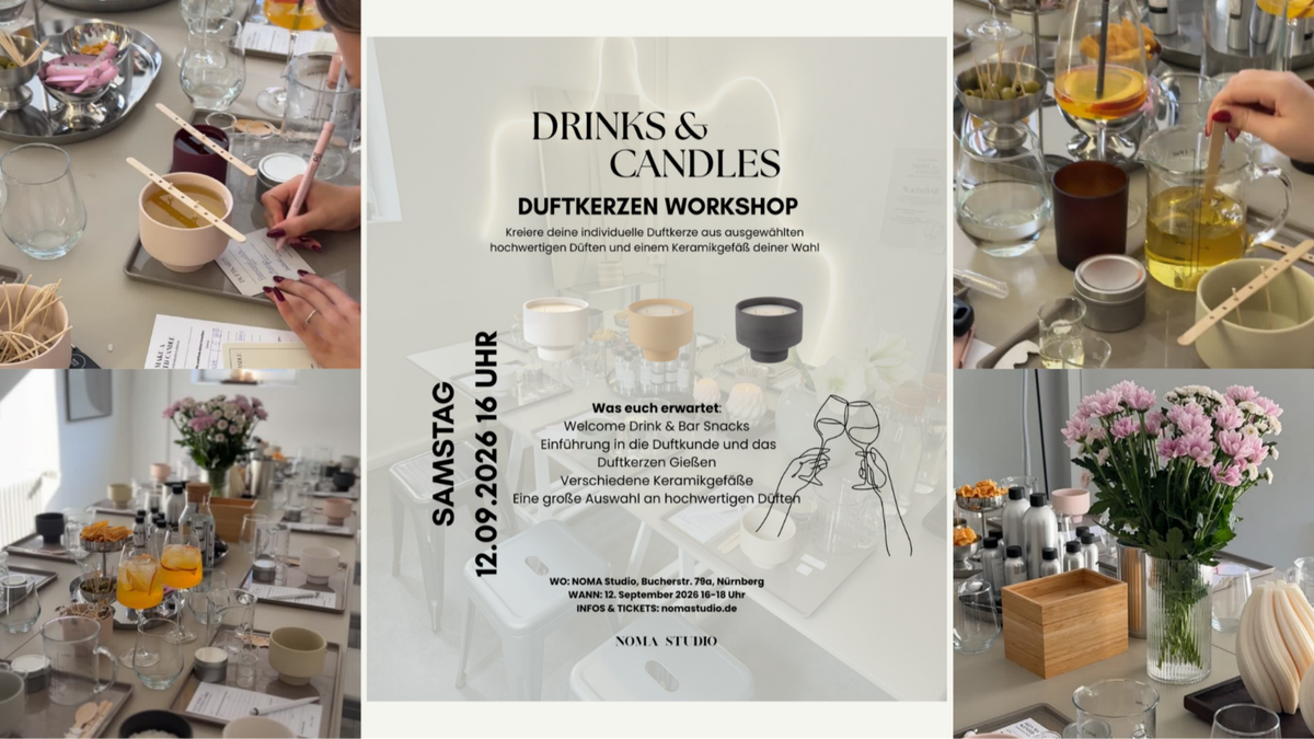Titelbild der Veranstaltung Duftkerzen Workshop DRINKS & CANDLES