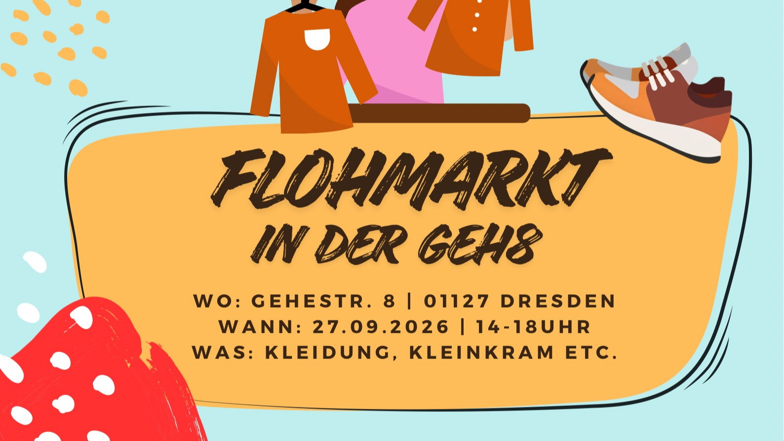 Bunter Flohmarkt (von Kleidung bis Kleinkram) in der GEH8