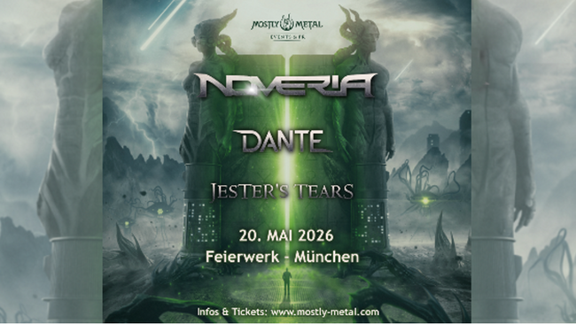 Epischer Progressive Powermetal mit NOVERIA, DANTE & JESTER'S TEARS am 20. Mai im Münchner Feierwerk (Hansa39)