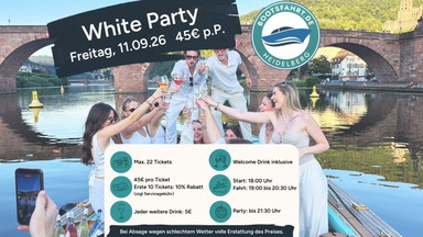 Bootsfahrt Heidelberg Exlusive White Party 🤍