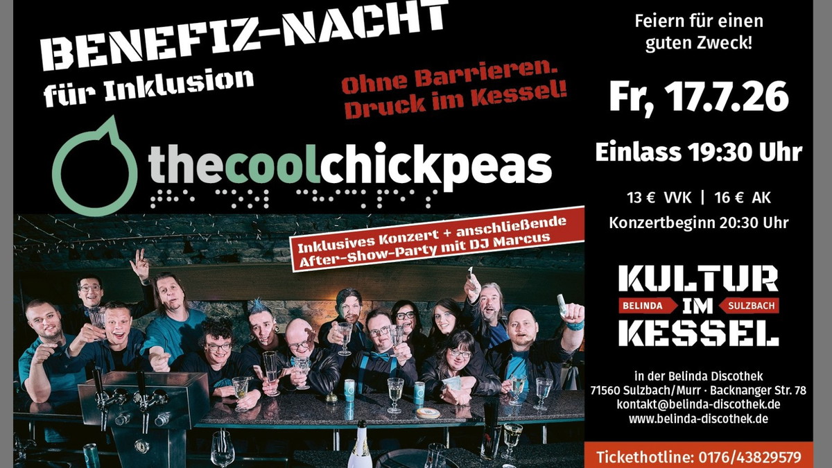 BENEFIZ-KONZERT mit The Cool Chickpeas - und Disconacht in der Belinda