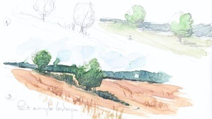 Paint a simple landscape with watercolour