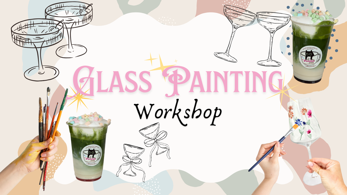 Titelbild der Veranstaltung 🍸🖌️✨ Glass Painting Workshop ✨🖌️🍸 Matcha I Mocktails I Glas bemalen