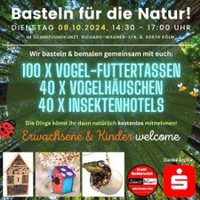 Kostenlos: Insektenhotels, Vogelhäuschen und Futtertassen