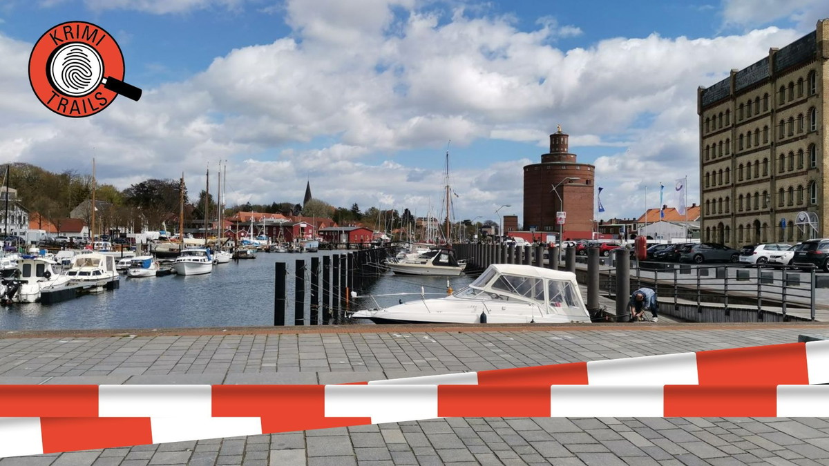 Der Eckernförder Binnenhafen. Ein Ermittlungsort des Krimi-Trail Eckernförde: Der Große Feigling