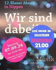 Blauer Abend mit Ausstellung und Live Musik von MARENA im Co/Atelier