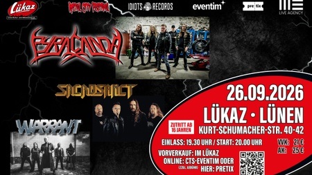 Metal Night mit PYRACANDA, SACROSANCT und WARRANT im Lükaz