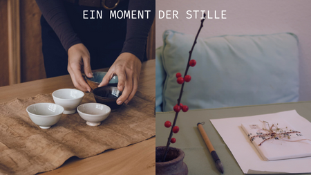 Chinesische Kalligrafie mit Teezeremonie