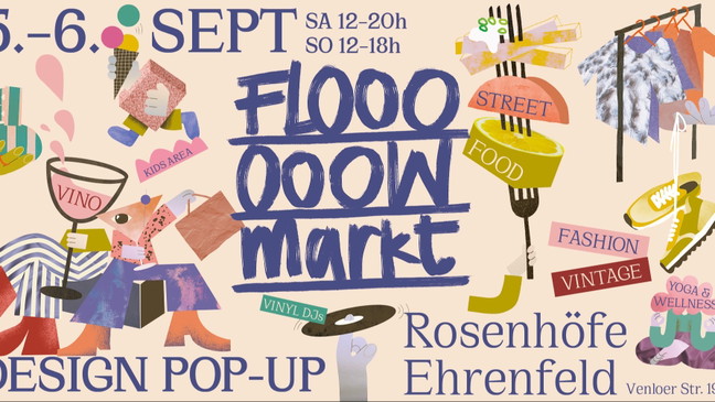 Flooowmarkt 🟣Design Pop-Up in den Rosenhöfen Ehrenfeld 🟣 Food, Drinks, Musik & Kids Area